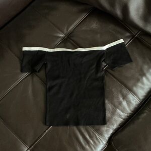 H&M Black Off-Shoulder Top with White Trim